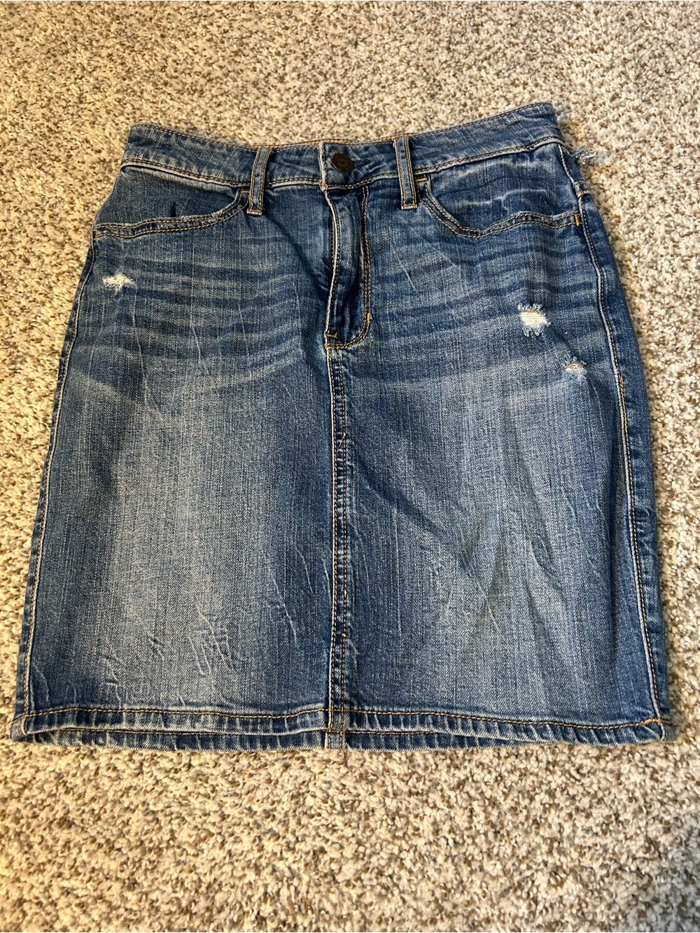 Hollister Distressed Blue Denim Mini Skirt